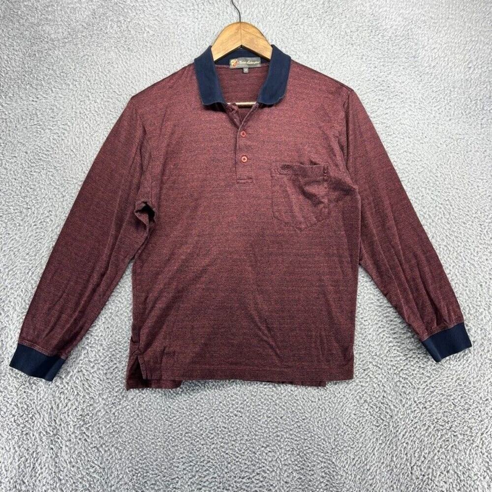 Tonino Lamborghini Polo Shirt Men's Medium Red Collared Pocket Preppy FIts small